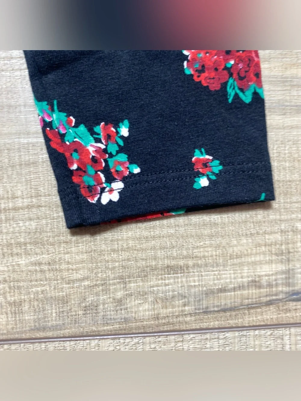 Cat & Jack Girls Durable Knee Tough Cotton Floral Leggings Size 3T Black